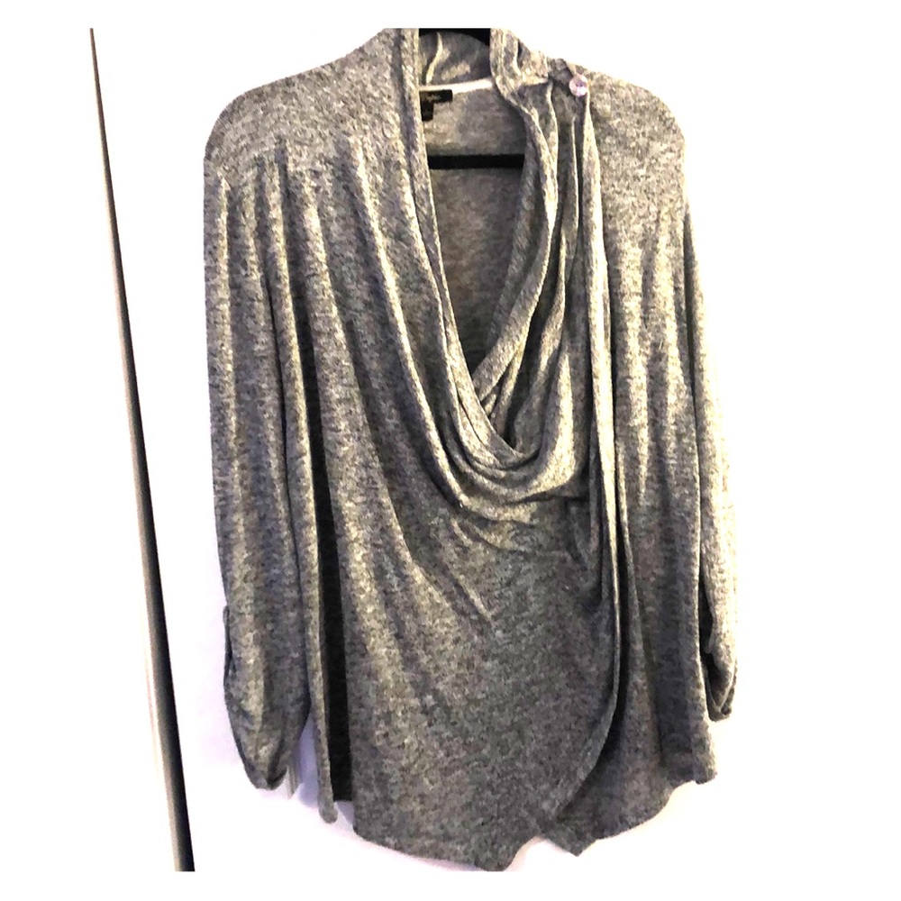 Lightweight draped cowl wrap sweater